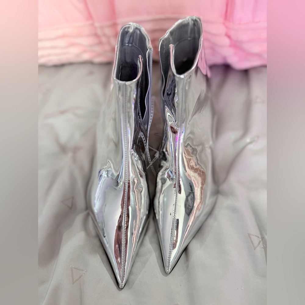 Gianni Bini Silver Heeled Boots - Picture 2 of 6